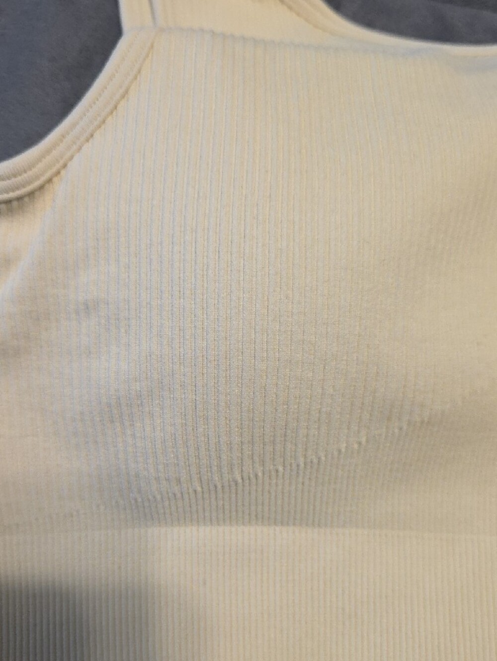 One-Shoulder Ribbed Crop Top - Cream - Picture 2 of 5